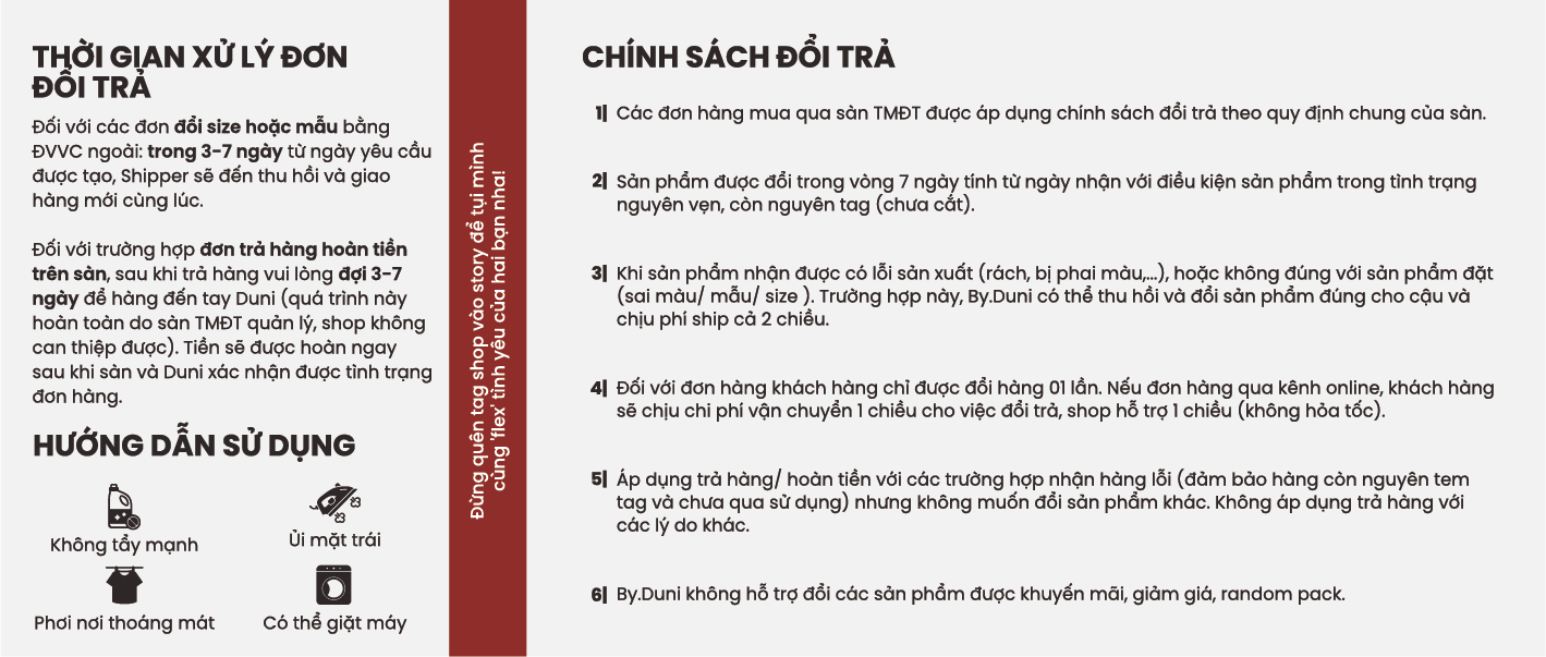 Chính sách đổi trả By.Duni và hướng dẫn sử dụng - Mặt sau
