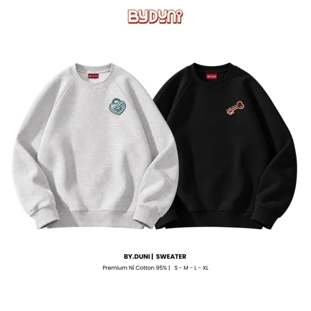 Áo Sweater BY.DUNI thêu MANIFEST LOVE – áo đôi By.Duni