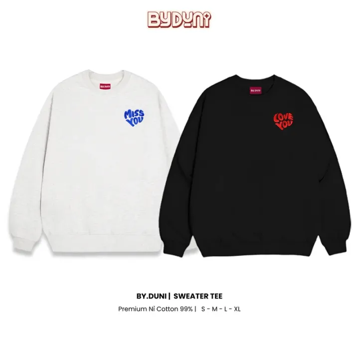 By.Duni Embroidered LOVE YOU MISS YOU Sweater – By.Duni
