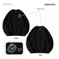 Áo Sweater BY.DUNI thêu MANIFEST LOVE – Đen