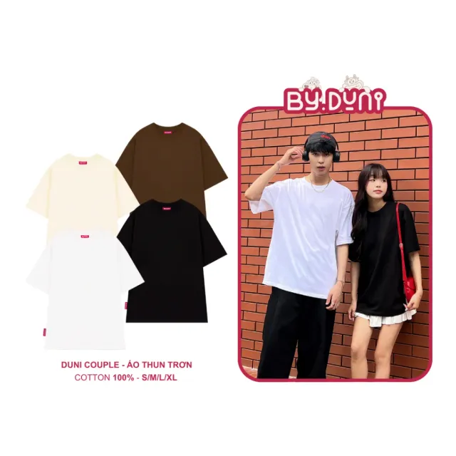 Áo thun BY.DUNI form Oversize trơn cotton premium – áo đôi By.Duni