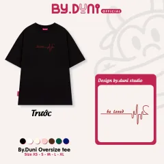 Áo thun BY.DUNI thêu NHỊP TIM BE LOVED – Đen
